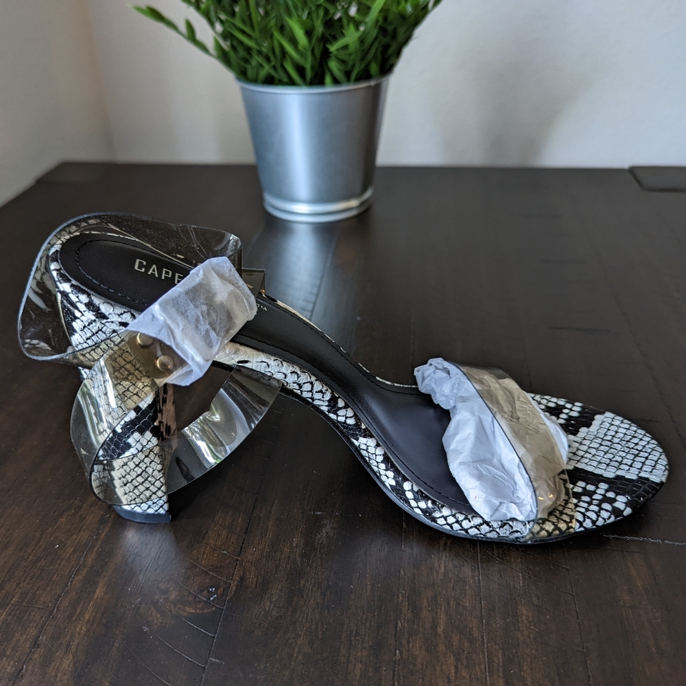Snake Print Patterned Block Heel Sandal